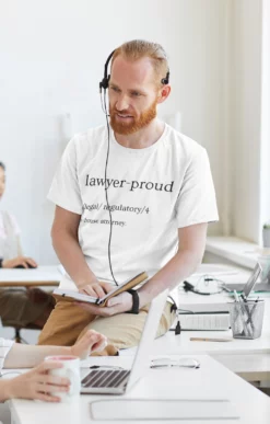 Corporate Lawyer T-shirt in a Rare Counsel Energetic Look for Law Professionals