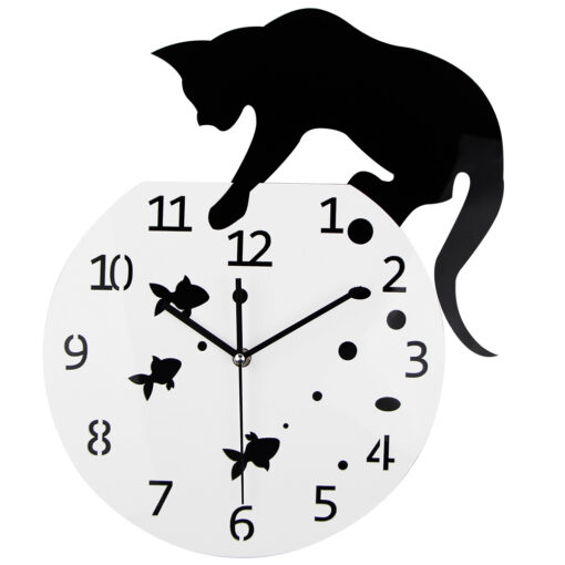 discover cat and fish wall clock in a new unique quartz | maqwhale