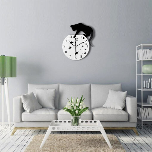 discover cat and fish wall clock in a new unique quartz | maqwhale