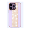 Purple iPhone cover with a gold glitter accent in the middle, combining bold color and elegance for a stylish, sophisticated look.