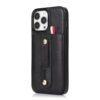 Black wallet-style iPhone cover with card slots, offering sleek protection and convenient storage for your essentials.