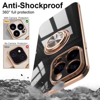 iPhone cover with a built-in ring holder for added grip and convenience, offering both stylish protection and functionality.