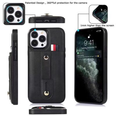 Wallet-style iPhone cover with card slots, offering stylish protection and convenient storage for your essentials in one sleek design.