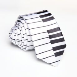 Piano Necktie with a piano keys and musical instrument design, offering a stylish and artistic accessory for music lovers.