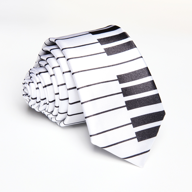 Piano Necktie with a piano keys and musical instrument design, offering a stylish and artistic accessory for music lovers.