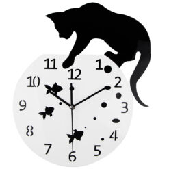 Cat and Fish wall clock, a playful and whimsical timepiece that adds charm and fun to any space.
