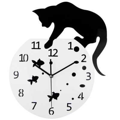 Cat and Fish wall clock, a playful and whimsical timepiece that adds charm and fun to any space.
