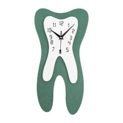 Tooth Wood Green Dentist wall clock, a fun and quirky timepiece that adds a playful touch to any dental office or space.