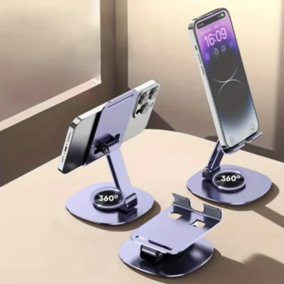 Phone desk stand holder, a compact, portable, and foldable design, providing hands-free convenience for phone use on the go.