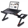 Portable foldable adjustable laptop desk with cooling fan and mouse stand, perfect for comfortable and efficient work or study anywhere.