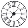Decorative 80cm metal skeleton wall clock in a distressed black finish, showing the wall through its design.