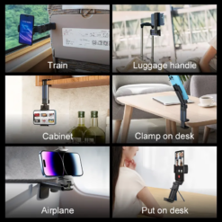 Travel phone holder, a sleek, foldable design for easy use on airplanes or while traveling, providing comfort and convenience on the go.