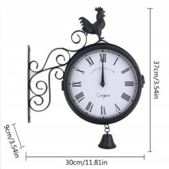 Rooster Garden Wall Clock, a stylish outdoor timepiece with a vintage design, ideal for enhancing your garden or patio decor.