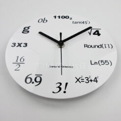 Mathematics Wall Clock, a sleek and functional timepiece featuring math symbols, ideal for classrooms or study spaces.