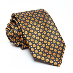 Yellow sunflower necktie with a vibrant floral pattern, featuring delicate flowers for a fresh, lively, and elegant touch.