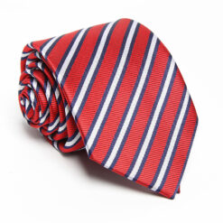 Classic red necktie red -striped necktie with a timeless design, featuring bold red and white stripes for a sharp, elegant look.