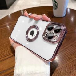 iPhone cover transparent design pink color